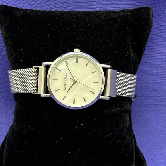 Laura Ashley Womens’ Silver-Tone Analog Watch. Mesh Band.  Fresh Battery main image 5